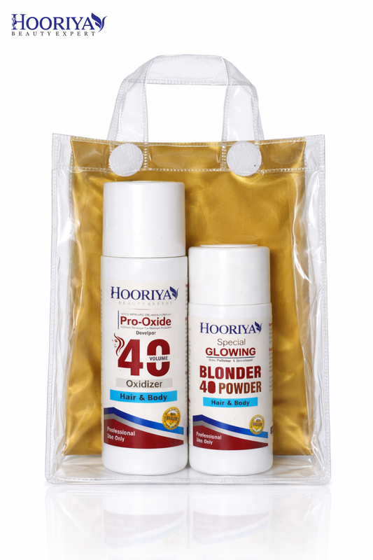 Hooriya 40 Volume Oxidizer + Blonder 40 Powder Kit – Professional Hair & Body Bleaching Combo